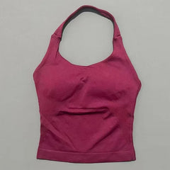 HISTELLO Sports Halter Top Gym Vest Woman Backless Tank Tops Push Up Sport Bra Running Vest Workout Top Activewear Yoga Clothing