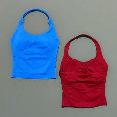 HISTELLO Sports Halter Top Gym Vest Woman Backless Tank Tops Push Up Sport Bra Running Vest Workout Top Activewear Yoga Clothing