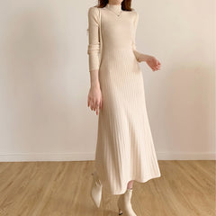 New Autumn Winter Korean Style Long Knit Dress
