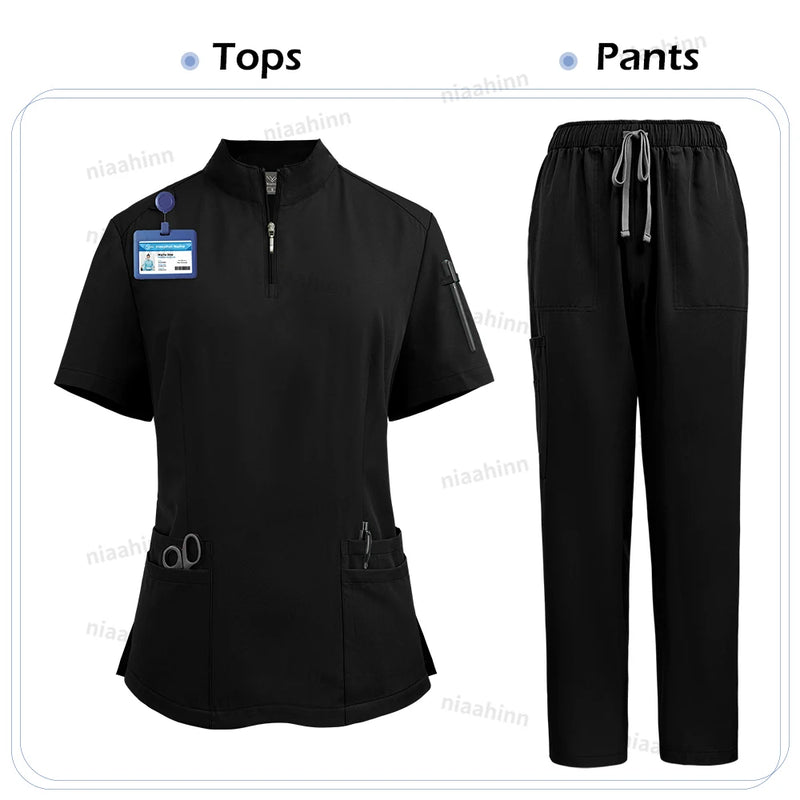 Niaahinn Scrub Surgical Uniforms Medical Clothing for Women Hot Sell Multi-color Veterinary Pet Hospital Dental Clinic Work Wear