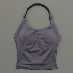 HISTELLO Sports Halter Top Seamless Longline Strappy Gym Tank Top Women Yoga Clothing Workout Fitness Sportswear Pilates Vest