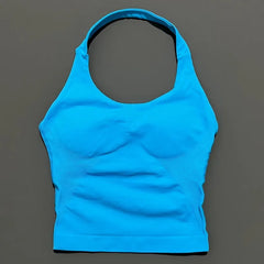 HISTELLO Sports Halter Top Gym Vest Woman Backless Tank Tops Push Up Sport Bra Running Vest Workout Top Activewear Yoga Clothing