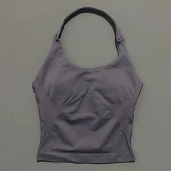 HISTELLO Sports Halter Top Gym Vest Woman Backless Tank Tops Push Up Sport Bra Running Vest Workout Top Activewear Yoga Clothing