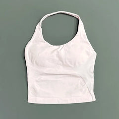 HISTELLO Sports Halter Top Gym Vest Woman Backless Tank Tops Push Up Sport Bra Running Vest Workout Top Activewear Yoga Clothing