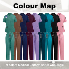 Niaahinn Scrub Surgical Uniforms Medical Clothing for Women Hot Sell Multi-color Veterinary Pet Hospital Dental Clinic Work Wear