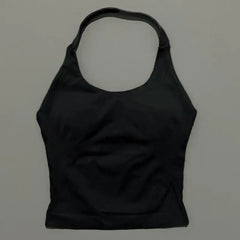 HISTELLO Sports Halter Top Gym Vest Woman Backless Tank Tops Push Up Sport Bra Running Vest Workout Top Activewear Yoga Clothing