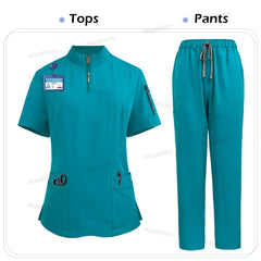 Niaahinn Scrub Surgical Uniforms Medical Clothing for Women Hot Sell Multi-color Veterinary Pet Hospital Dental Clinic Work Wear
