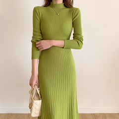 New Autumn Winter Korean Style Long Knit Dress
