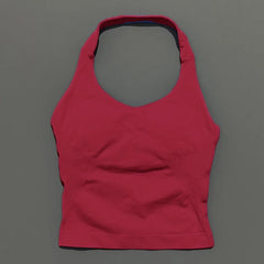 HISTELLO Sports Halter Top Seamless Longline Strappy Gym Tank Top Women Yoga Clothing Workout Fitness Sportswear Pilates Vest