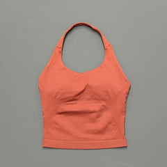 HISTELLO Sports Halter Top Gym Vest Woman Backless Tank Tops Push Up Sport Bra Running Vest Workout Top Activewear Yoga Clothing