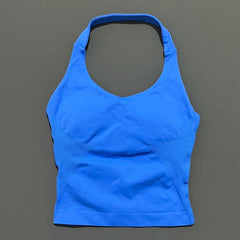 HISTELLO Sports Halter Top Seamless Longline Strappy Gym Tank Top Women Yoga Clothing Workout Fitness Sportswear Pilates Vest