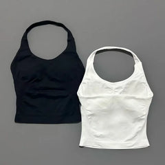 HISTELLO Sports Halter Top Gym Vest Woman Backless Tank Tops Push Up Sport Bra Running Vest Workout Top Activewear Yoga Clothing