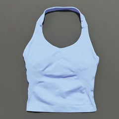 HISTELLO Sports Halter Top Gym Vest Woman Backless Tank Tops Push Up Sport Bra Running Vest Workout Top Activewear Yoga Clothing