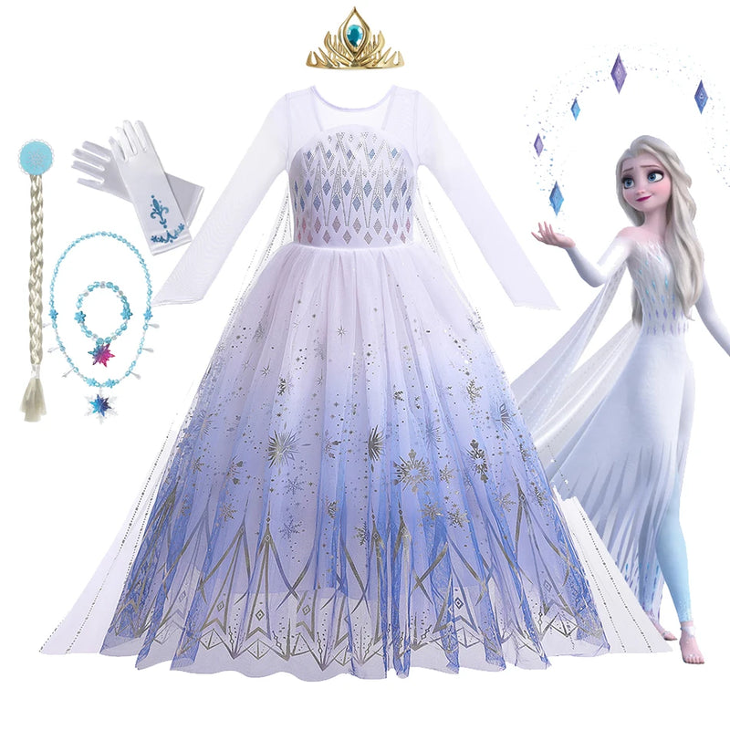 Children Costume Girl Dress Halloween Princess Cosplay Party Rapunzal Anna Elsa Birthday Clothes
