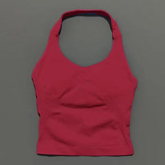 HISTELLO Sports Halter Top Gym Vest Woman Backless Tank Tops Push Up Sport Bra Running Vest Workout Top Activewear Yoga Clothing