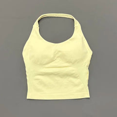 HISTELLO Sports Halter Top Gym Vest Woman Backless Tank Tops Push Up Sport Bra Running Vest Workout Top Activewear Yoga Clothing