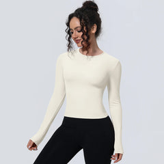 Woman's Yoga Long Sleeved Gym Sports Running Top Slim Breathable Soild Color Fitness Top Running Shirts Gym Top Yoga Sport Top