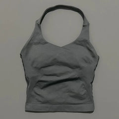 HISTELLO Sports Halter Top Gym Vest Woman Backless Tank Tops Push Up Sport Bra Running Vest Workout Top Activewear Yoga Clothing
