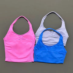 HISTELLO Sports Halter Top Gym Vest Woman Backless Tank Tops Push Up Sport Bra Running Vest Workout Top Activewear Yoga Clothing