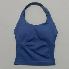HISTELLO Sports Halter Top Gym Vest Woman Backless Tank Tops Push Up Sport Bra Running Vest Workout Top Activewear Yoga Clothing