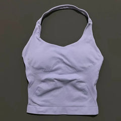 HISTELLO Sports Halter Top Gym Vest Woman Backless Tank Tops Push Up Sport Bra Running Vest Workout Top Activewear Yoga Clothing