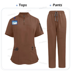 Niaahinn Scrub Surgical Uniforms Medical Clothing for Women Hot Sell Multi-color Veterinary Pet Hospital Dental Clinic Work Wear