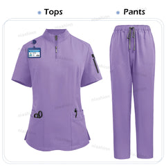Niaahinn Scrub Surgical Uniforms Medical Clothing for Women Hot Sell Multi-color Veterinary Pet Hospital Dental Clinic Work Wear