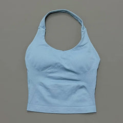 HISTELLO Sports Halter Top Gym Vest Woman Backless Tank Tops Push Up Sport Bra Running Vest Workout Top Activewear Yoga Clothing