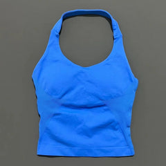 HISTELLO Sports Halter Top Gym Vest Woman Backless Tank Tops Push Up Sport Bra Running Vest Workout Top Activewear Yoga Clothing