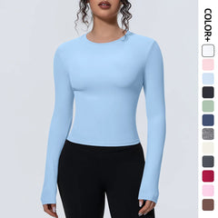 Woman's Yoga Long Sleeved Gym Sports Running Top Slim Breathable Soild Color Fitness Top Running Shirts Gym Top Yoga Sport Top