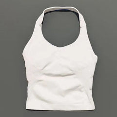 HISTELLO Sports Halter Top Gym Vest Woman Backless Tank Tops Push Up Sport Bra Running Vest Workout Top Activewear Yoga Clothing