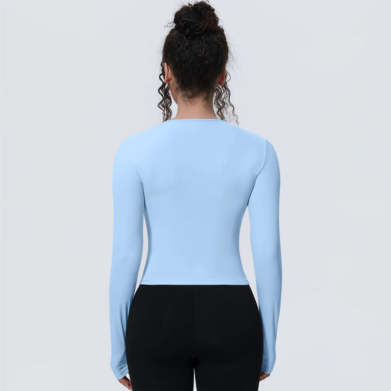 Woman's Yoga Long Sleeved Gym Sports Running Top Slim Breathable Soild Color Fitness Top Running Shirts Gym Top Yoga Sport Top