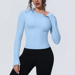 Woman's Yoga Long Sleeved Gym Sports Running Top Slim Breathable Soild Color Fitness Top Running Shirts Gym Top Yoga Sport Top