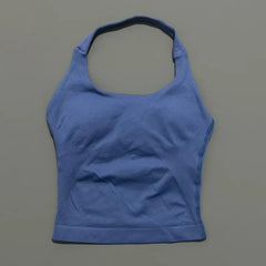 HISTELLO Sports Halter Top Gym Vest Woman Backless Tank Tops Push Up Sport Bra Running Vest Workout Top Activewear Yoga Clothing