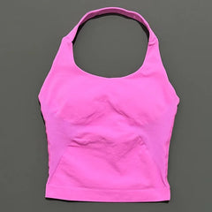 HISTELLO Sports Halter Top Gym Vest Woman Backless Tank Tops Push Up Sport Bra Running Vest Workout Top Activewear Yoga Clothing